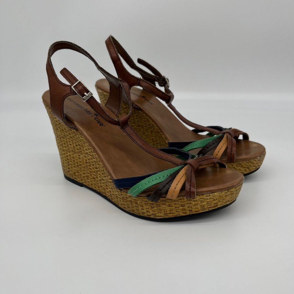 Montego Bay Tweed Beachy Summertime Wedge Heels Size 8.5